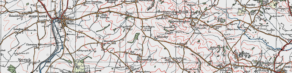 Old map of Winceby in 1923