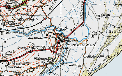 Old map of Winchelsea in 1921