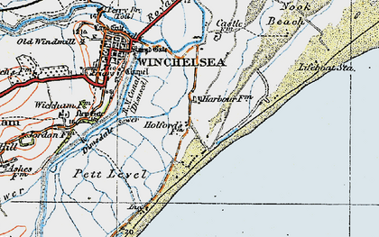 Old map of Winchelsea Beach in 1921