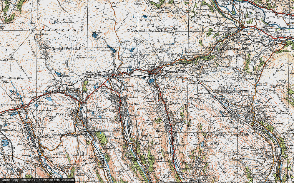 Old Map of Historic Map covering Bwich y Garn in 1919