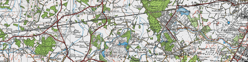 Old map of Winchfield Hurst in 1919