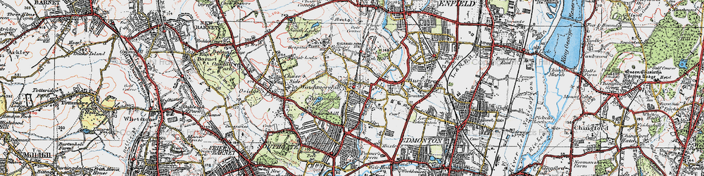 Old map of Winchmore Hill in 1920