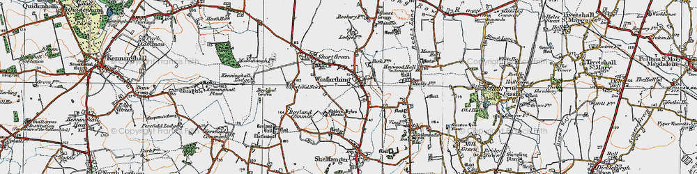 Old map of Winfarthing in 1920