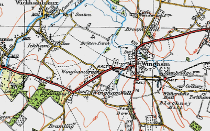 Old map of Wingham Green in 1920