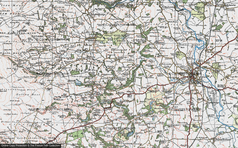 Old Map of Historic Map covering Winksley Banks in 1925