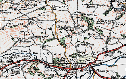 Old map of Winllan Hill in 1921