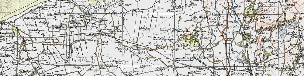 Old map of Winmarleigh Moss in 1924