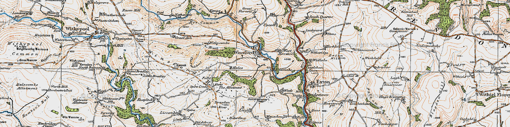 Old map of Yellowcombe in 1919