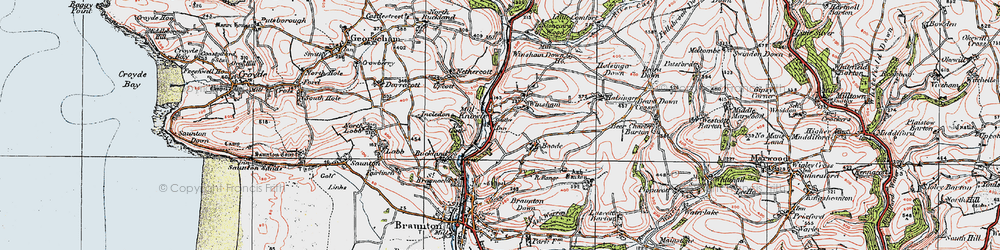 Old map of Winsham in 1919