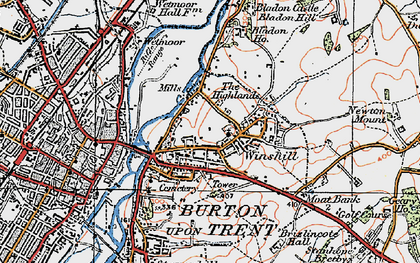 Old map of Winshill in 1921