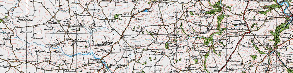 Old map of Wrangworthy Cross in 1919
