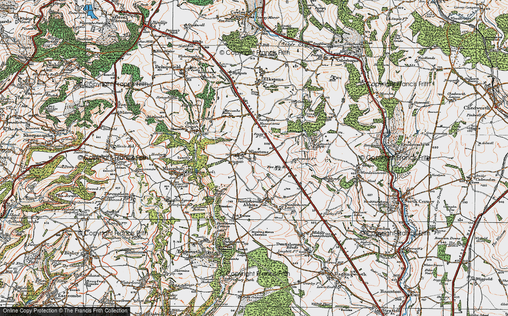 Old Map of Winstone, 1919 in 1919