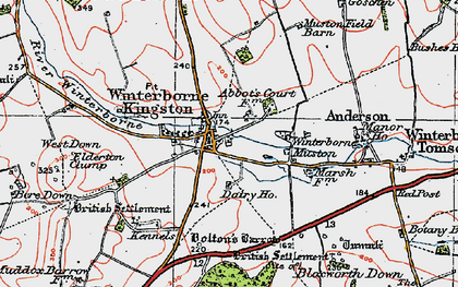Old map of Winterborne Kingston in 1919