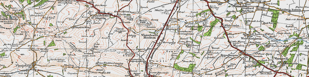 Old map of Winterborne Monkton in 1919