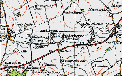 Old map of Winterborne Tomson in 1919
