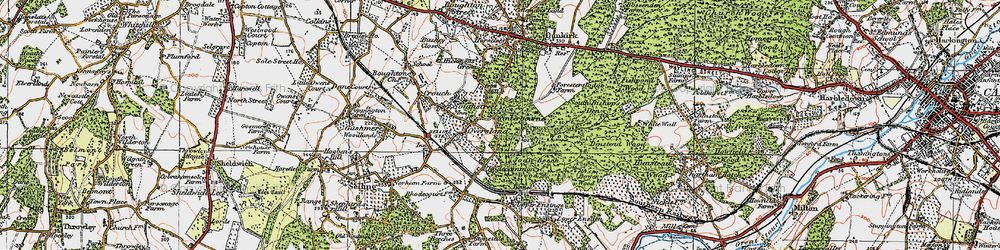 Old map of Winterbourne in 1921