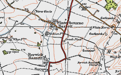 Old map of Berwick Bassett Clump in 1919