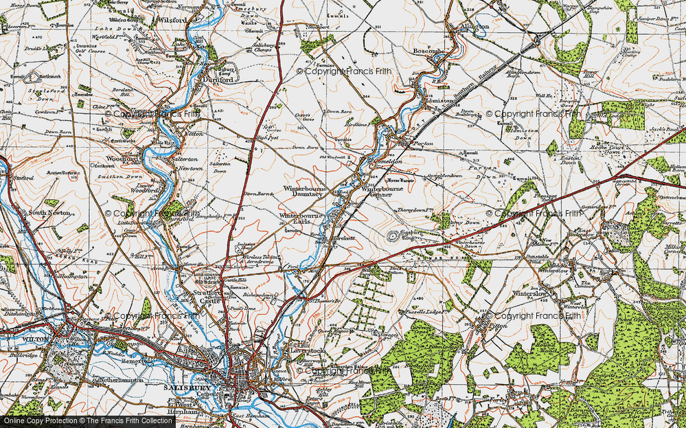 Old Map of Winterbourne Dauntsey, 1919 in 1919