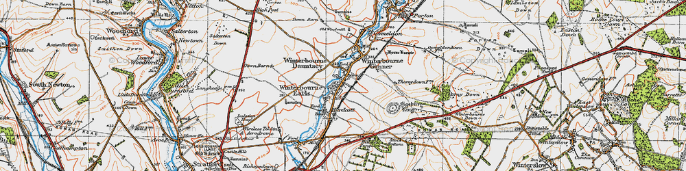 Old map of Winterbourne Dauntsey in 1919