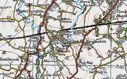 Old map of Winterbourne Down in 1919