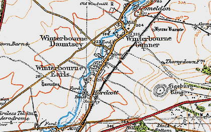 Old map of Winterbourne Earls in 1919