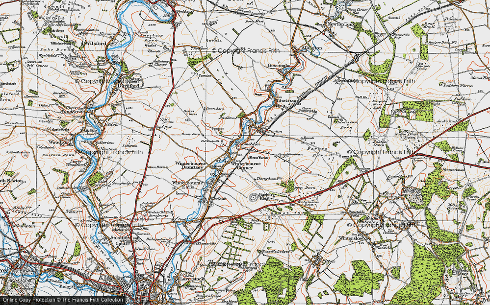 Old Map of Winterbourne Gunner, 1919 in 1919