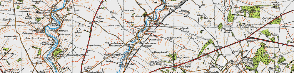 Old map of Winterbourne Gunner in 1919