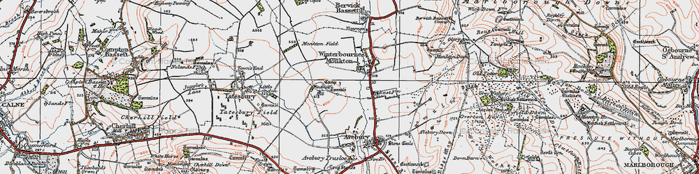 Old map of Winterbourne Monkton in 1919