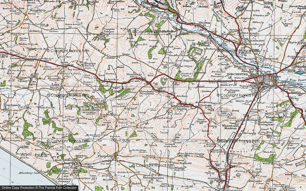 Old Map of Historic Map covering Bronkham Hill in 1919