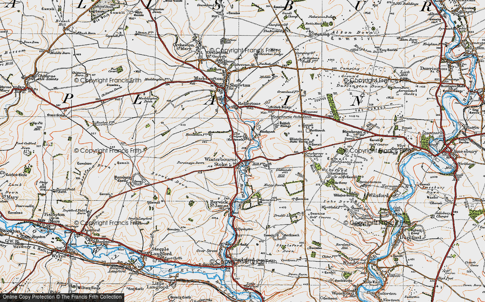 Old Map of Winterbourne Stoke, 1919 in 1919