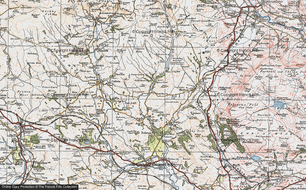 Old Map of Historic Map covering Winterburn Beck in 1925