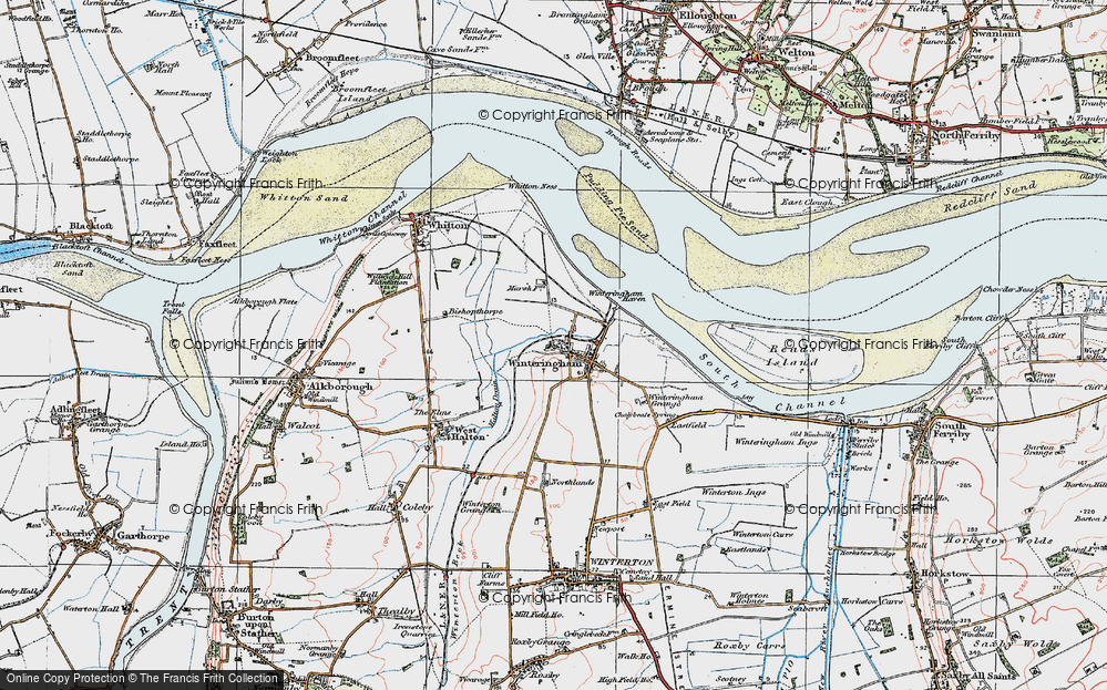 Old Map of Historic Map covering Winteringham Haven in 1924