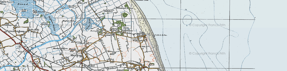Old map of Winterton-on-Sea in 1922