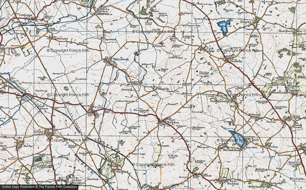 Old Map of Historic Map covering Winwick Grange in 1919