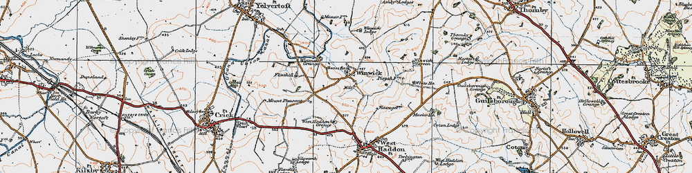 Old map of Winwick in 1919