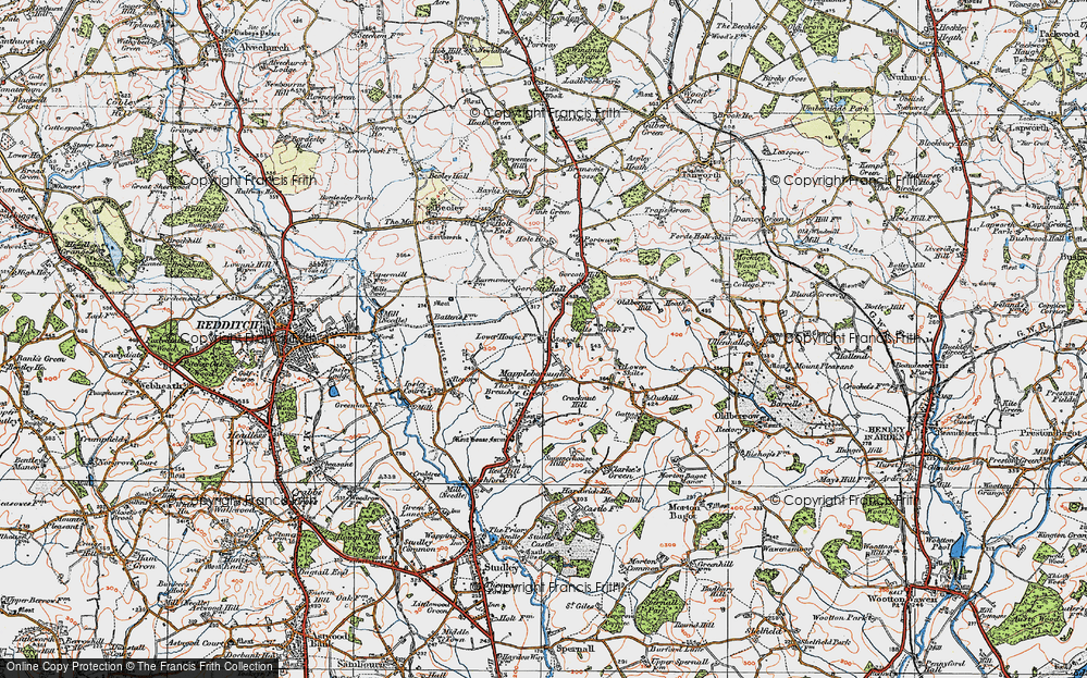 Old Map of Winyates Green, 1919 in 1919