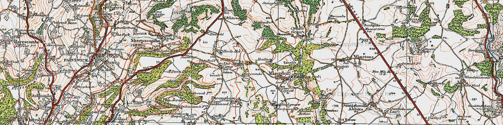 Old map of Wishanger in 1919