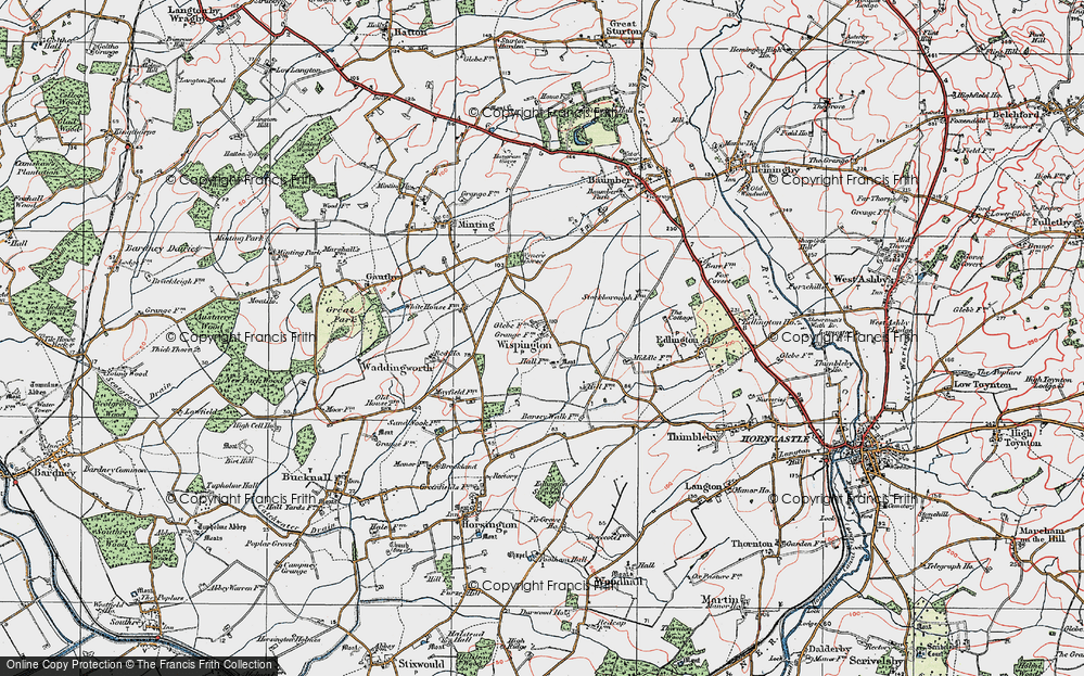 Old Map of Wispington, 1923 in 1923