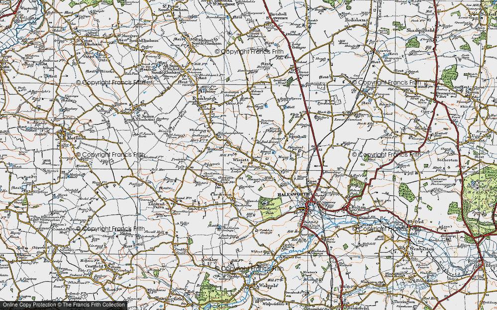 Old Map of Historic Map covering Wissett Lodge in 1921