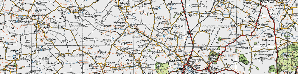 Old map of Wissett in 1921