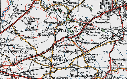 Old map of Wistaston in 1921