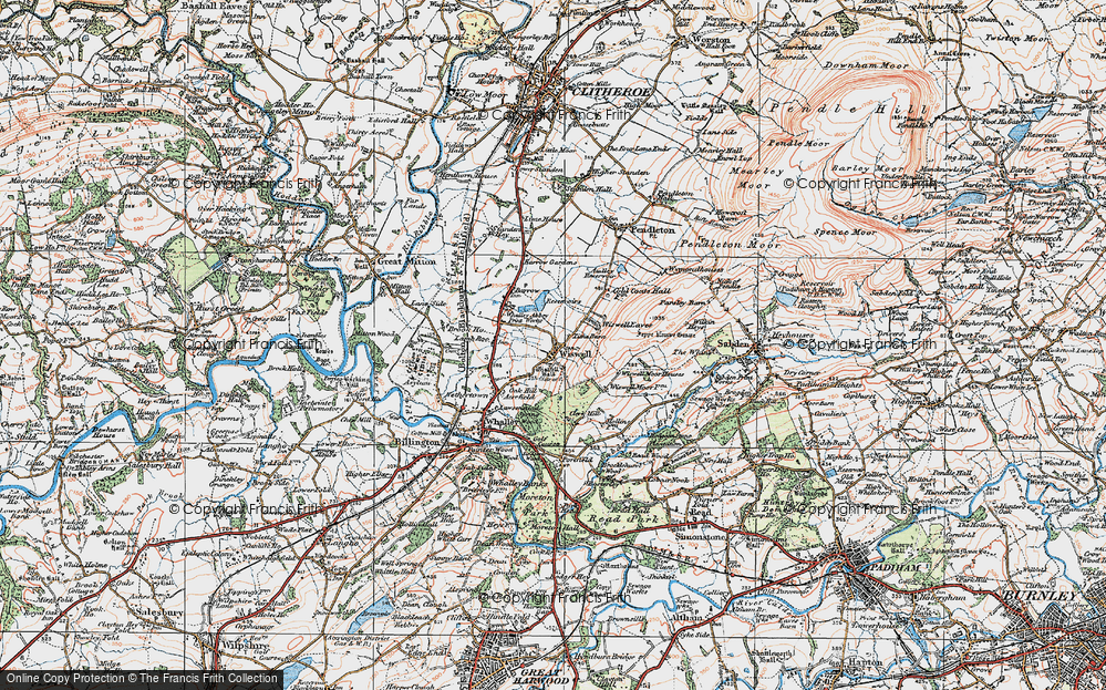 Old Map of Wiswell, 1924 in 1924