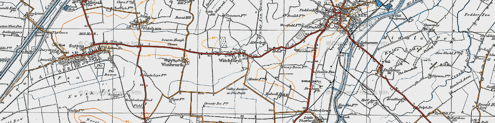 Old map of Witchford in 1920
