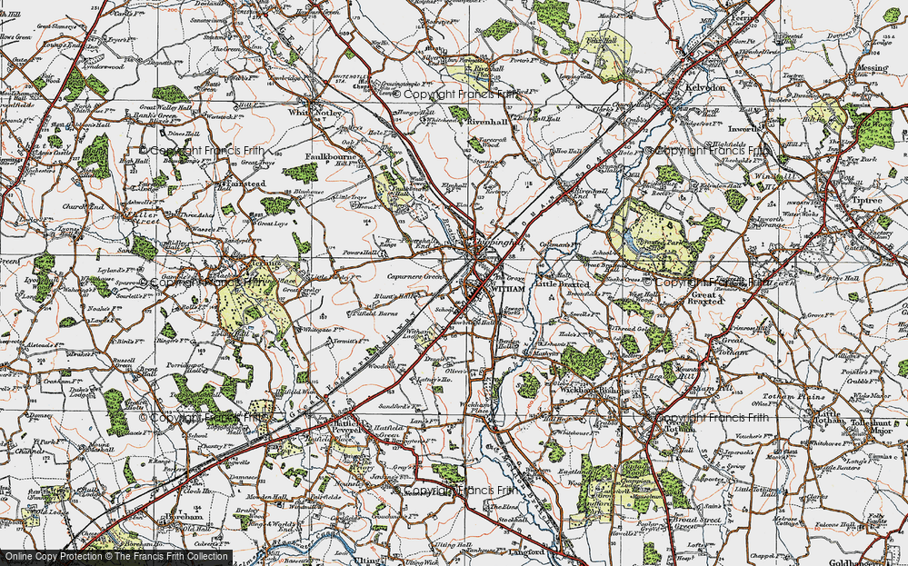 Old Map of Witham, 1921 in 1921
