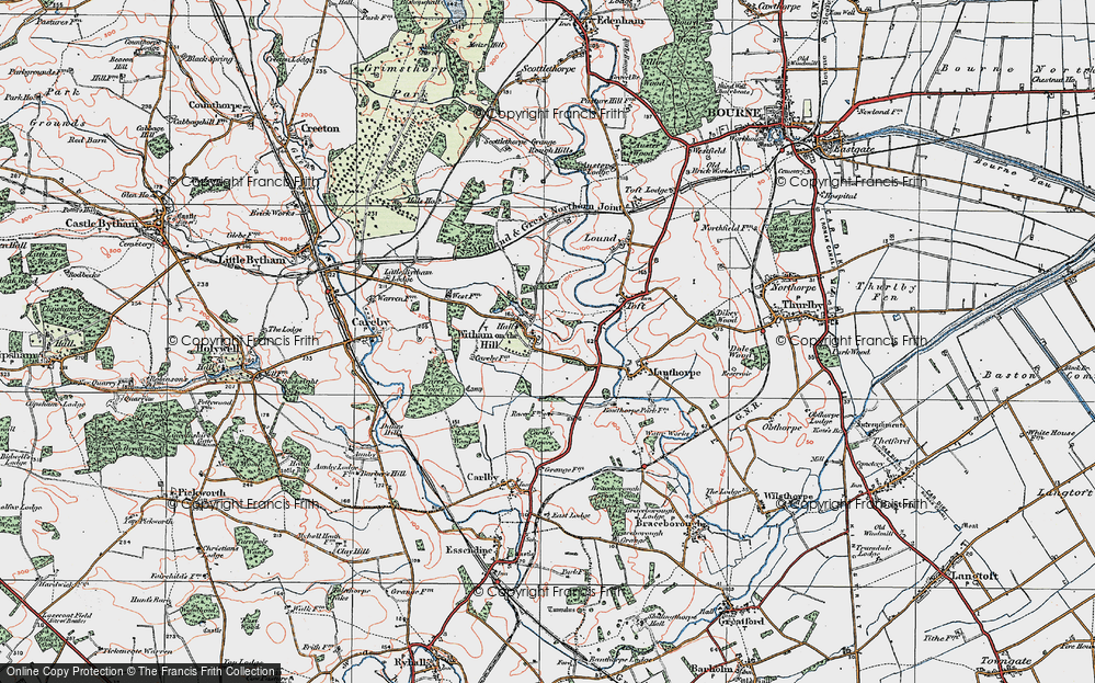 Old Map of Witham on the Hill, 1922 in 1922