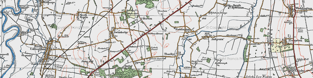 Old map of Witham St Hughs in 1923