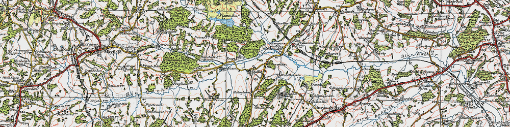 Old map of Witherenden Hill in 1920