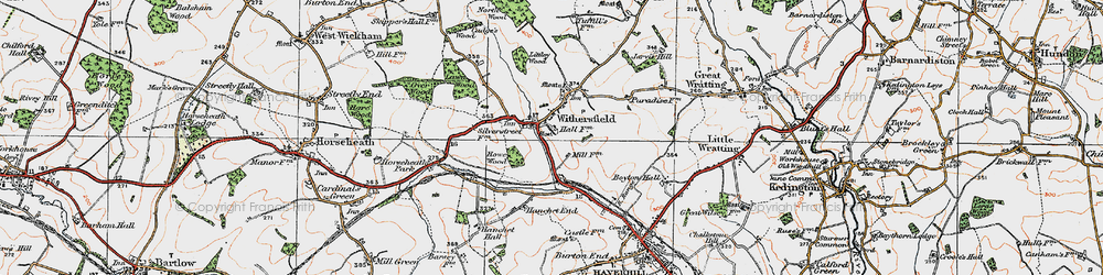 Old map of Withersfield in 1920