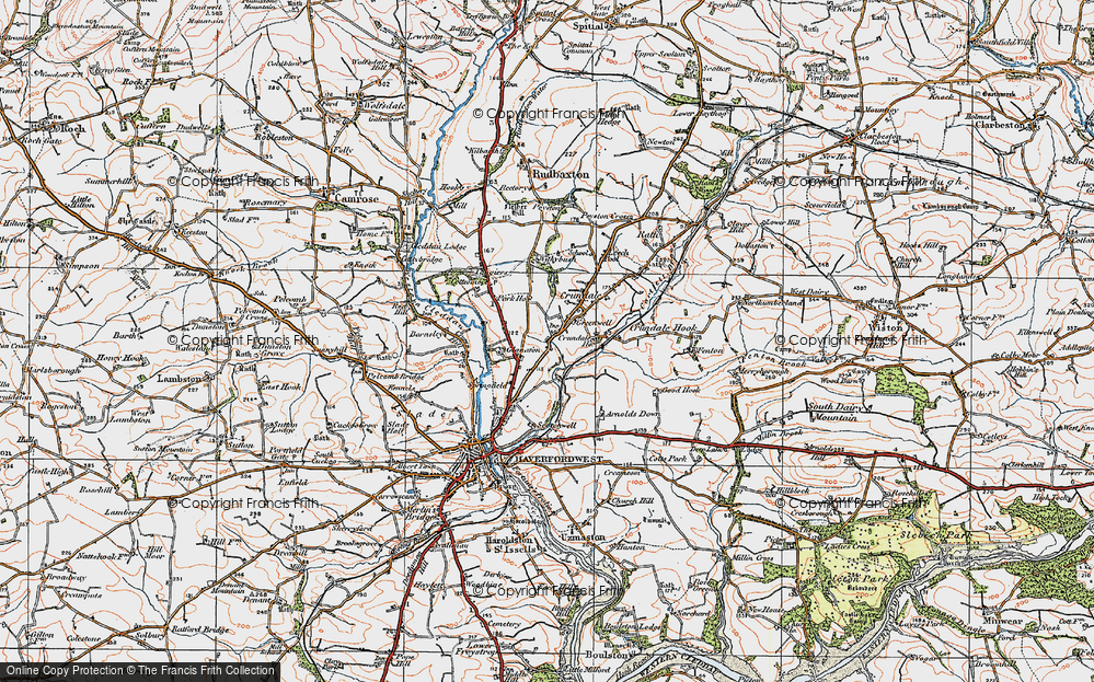 Old Map of Historic Map covering Arnolds Down in 1922
