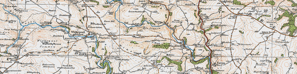 Old map of Winsford Hill in 1919